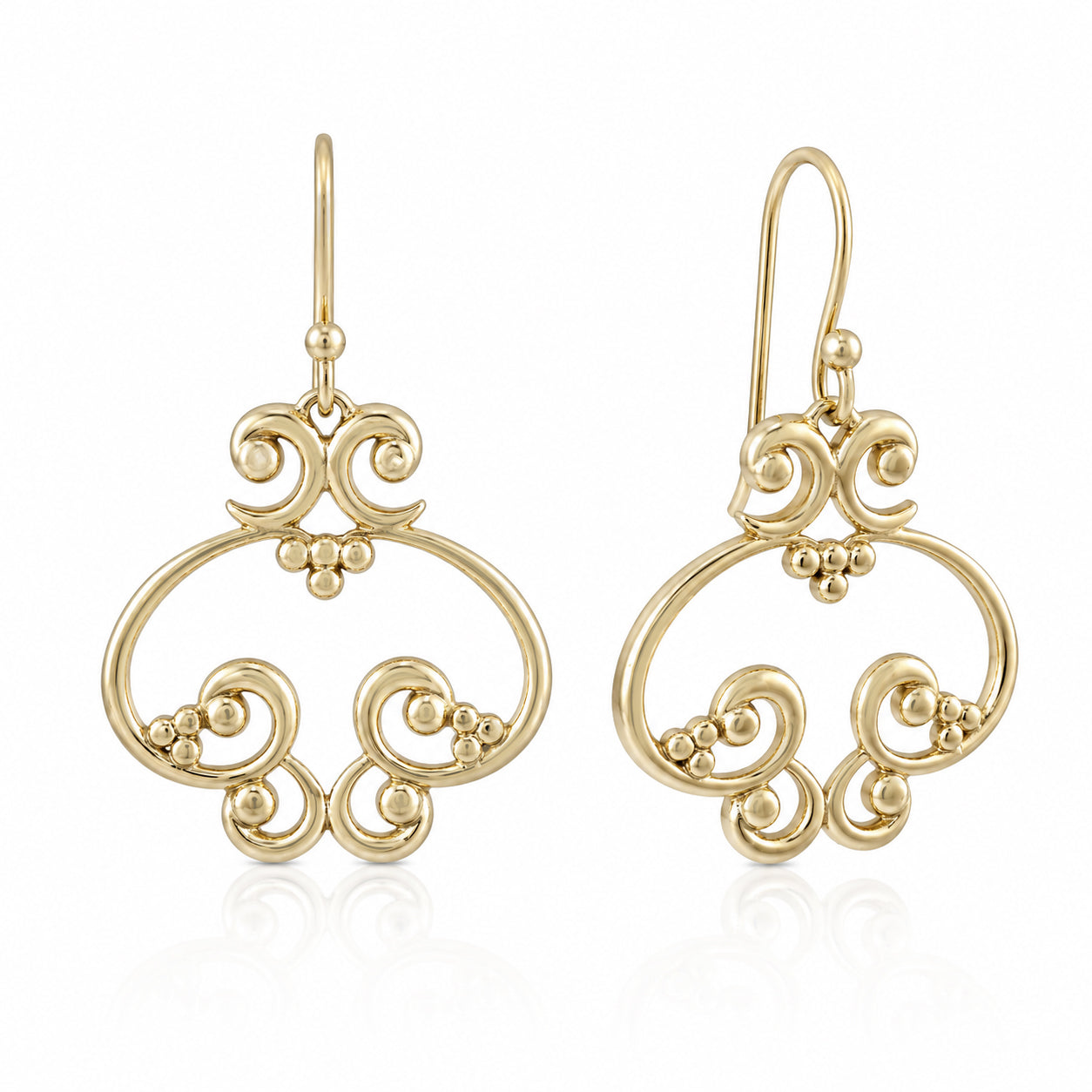 Open Oval Scroll Drop Earrings