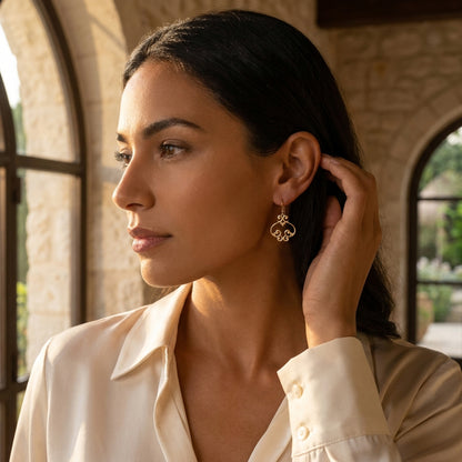 Open Oval Scroll Drop Earrings