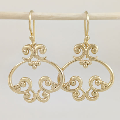 Open Oval Scroll Drop Earrings
