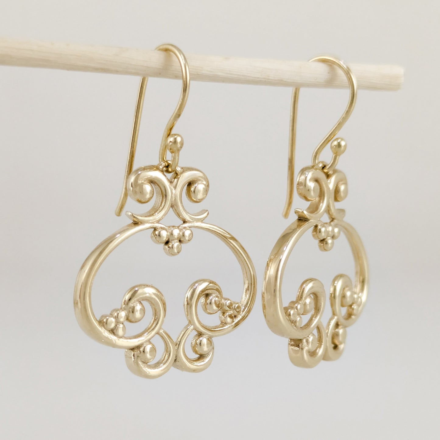 Open Oval Scroll Drop Earrings