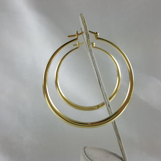 High Polished  Statement Graduated Gold Hoop Earrings 2''