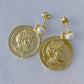 Pearl Roman Great Alexander Coin Earrings