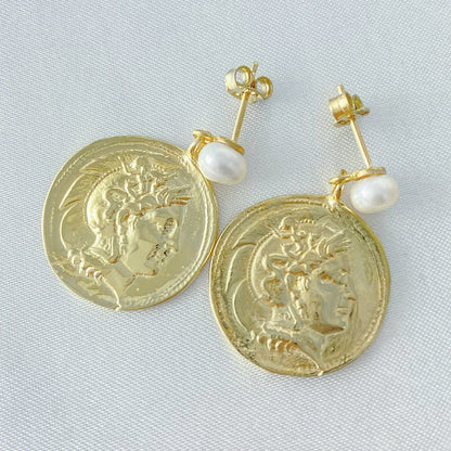 Pearl Alexander Replica Coin Earrings