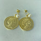 Pearl Roman Great Alexander Coin Earrings