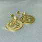 Pearl Roman Great Alexander Coin Earrings