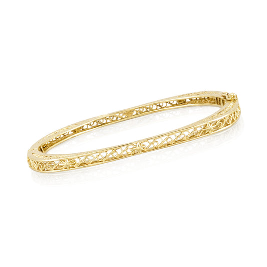Vintage Inspired Turkish Filigree Bracelet with Hinged Closure