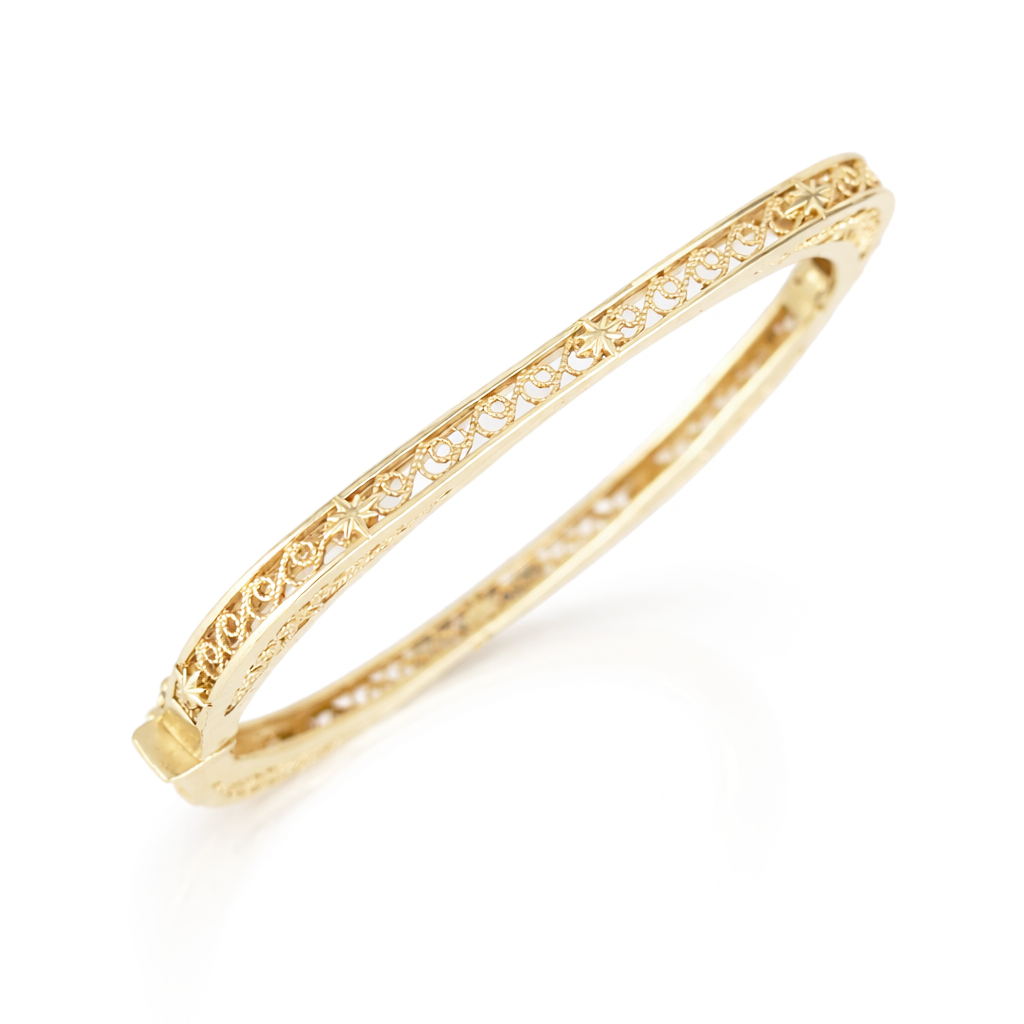 Vintage Inspired Turkish Filigree Bracelet with Hinged Closure