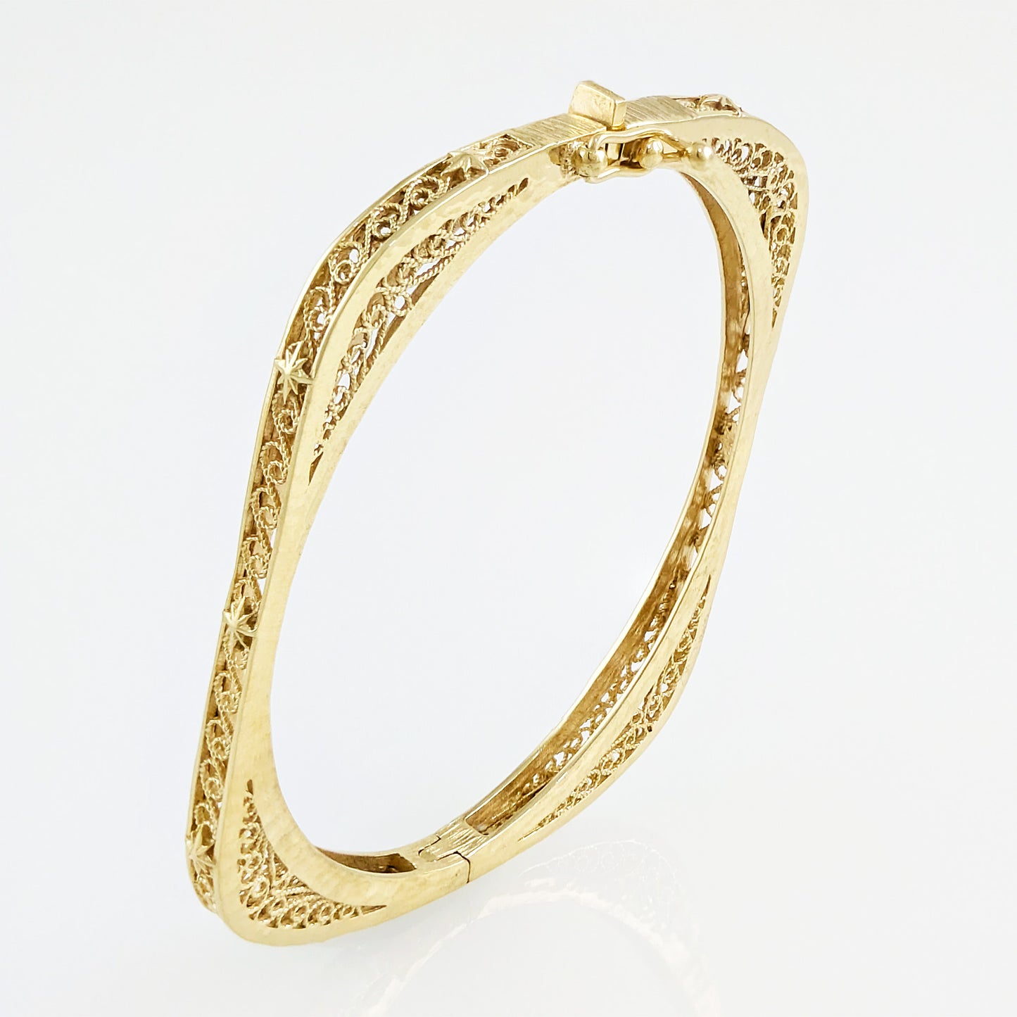 Vintage Inspired Turkish Filigree Bracelet with Hinged Closure