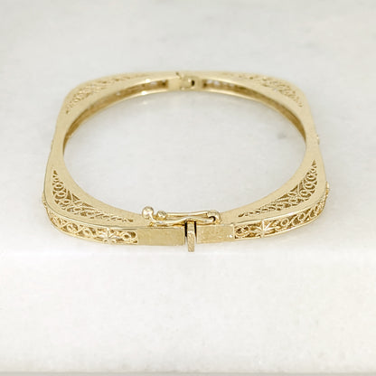 Vintage Inspired Turkish Filigree Bracelet with Hinged Closure
