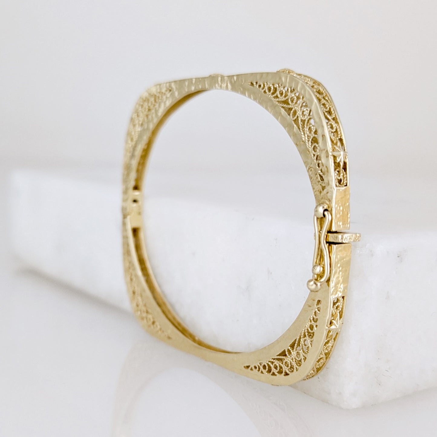 Vintage Inspired Turkish Filigree Bracelet with Hinged Closure