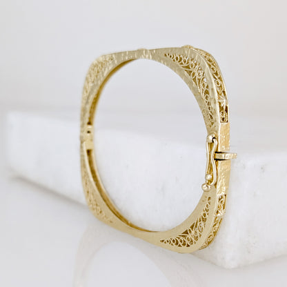 Vintage Inspired Turkish Filigree Bracelet with Hinged Closure