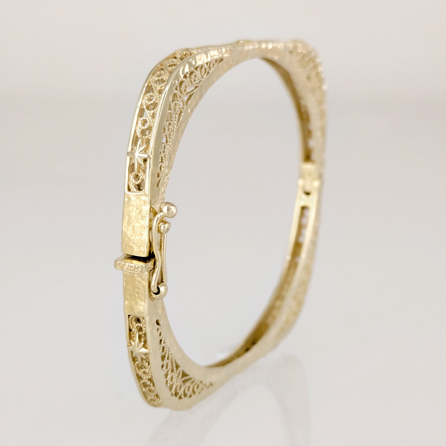 Vintage Inspired Turkish Filigree Bracelet with Hinged Closure