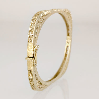 Vintage Inspired Turkish Filigree Bracelet with Hinged Closure