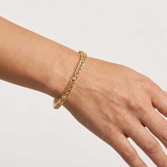 Vintage Inspired Turkish Filigree Bracelet with Hinged Closure