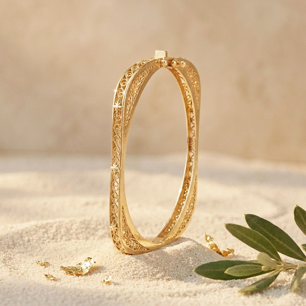 Vintage Inspired Turkish Filigree Bracelet with Hinged Closure
