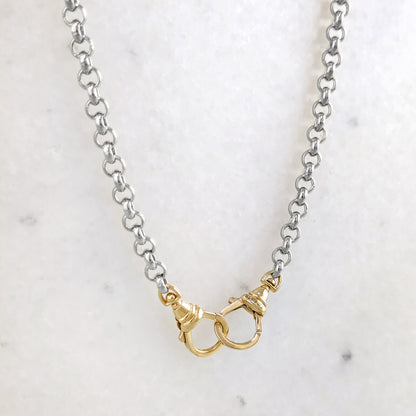 Two Tone Cable Link Chain Necklace