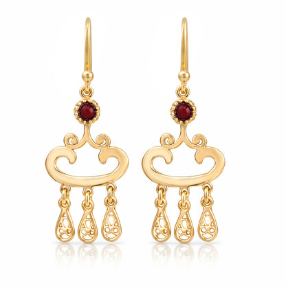 Red Crystal Dangle Drop Earrings
