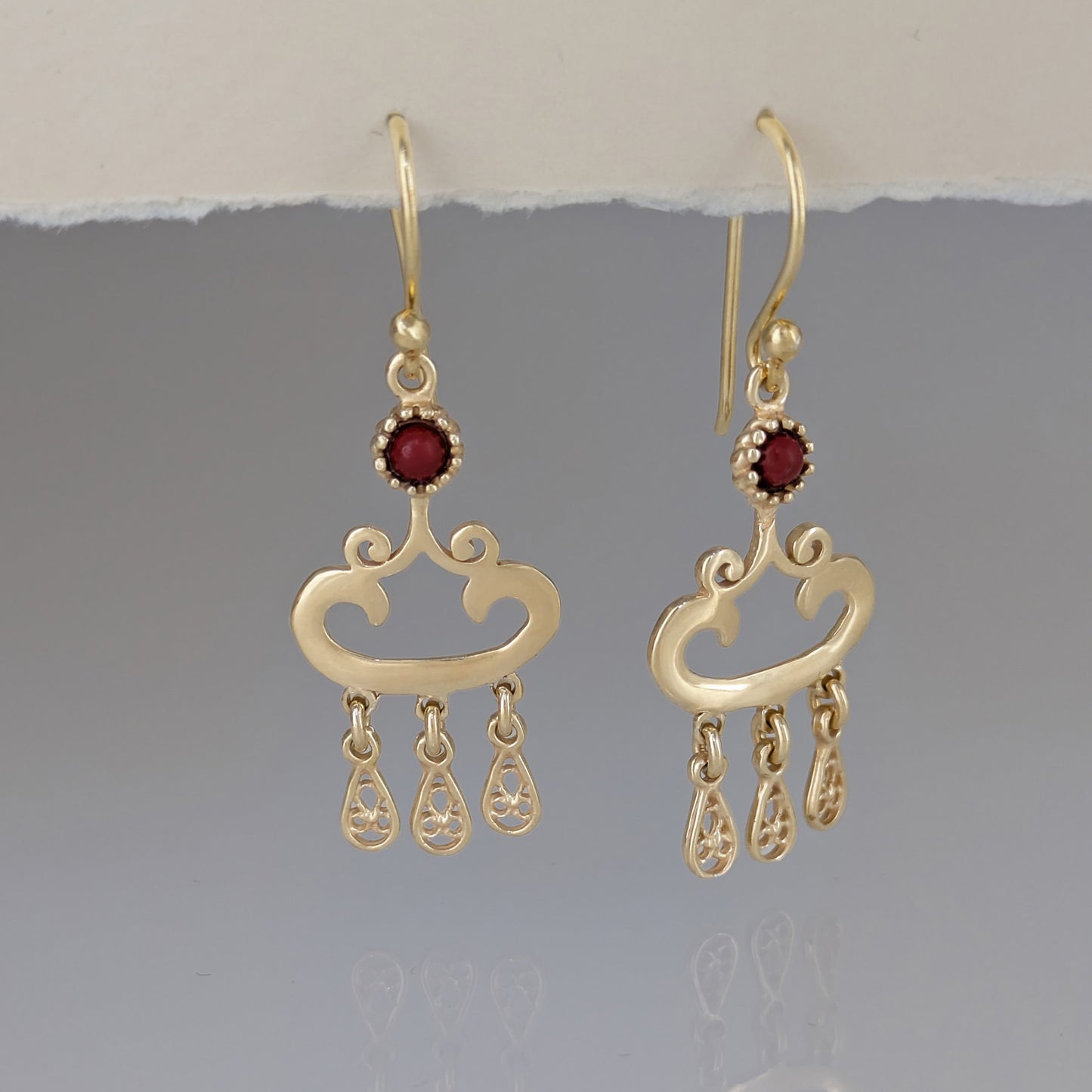 Red Crystal Dangle Drop Earrings