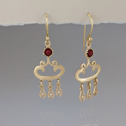 Red Crystal Dangle Drop Earrings