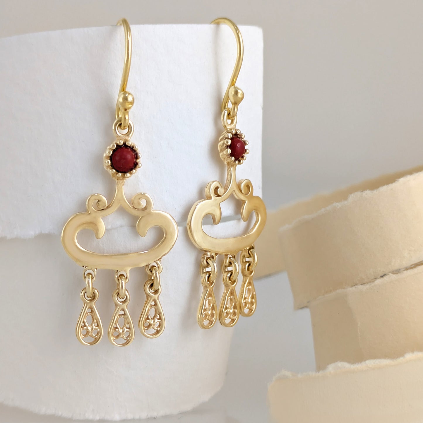 Red Crystal Dangle Drop Earrings
