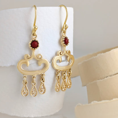Red Crystal Dangle Drop Earrings