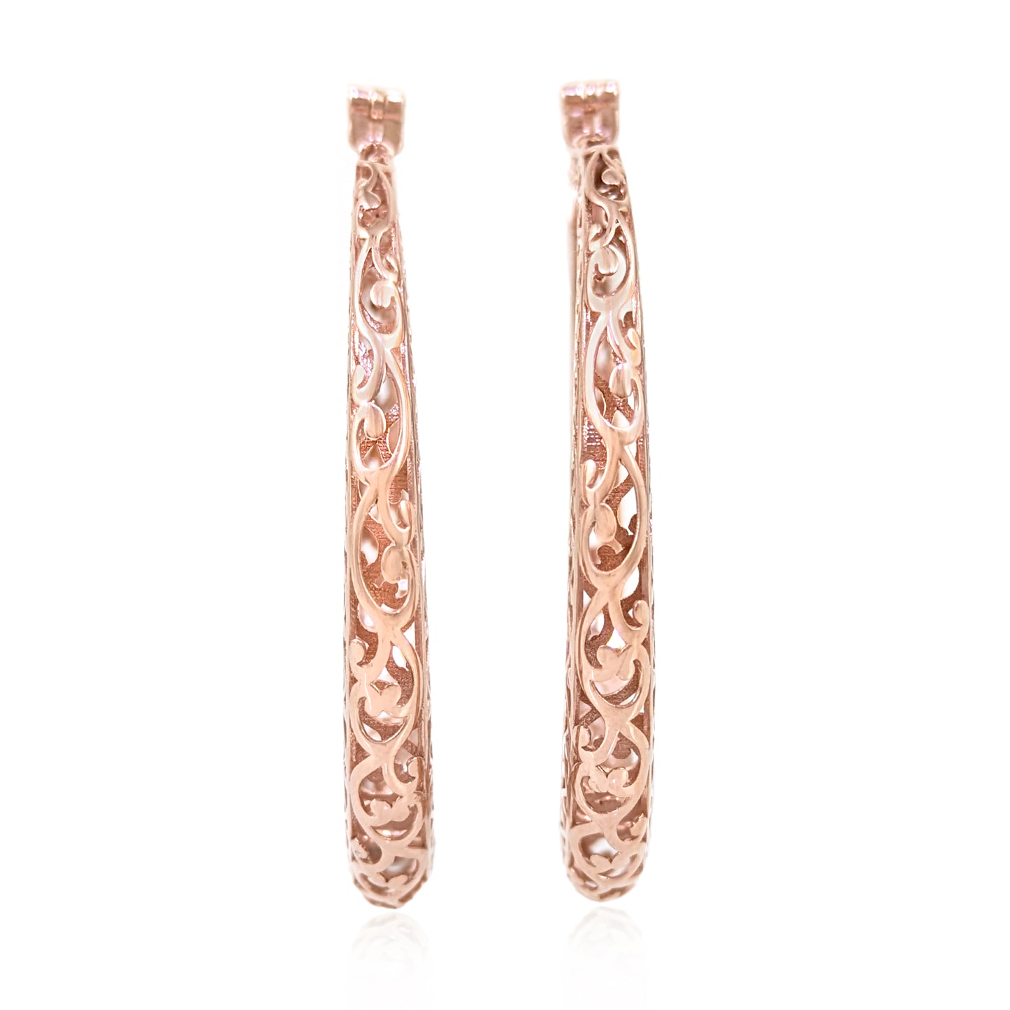 Made to Order Glamorous Scrollwork Gold Over Sterling Silver Filigree Hoops - 52mm (2.05 inches) Inner Diameter