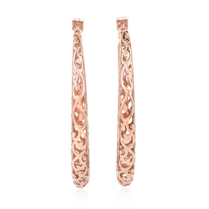Made to Order Glamorous Scrollwork Gold Over Sterling Silver Filigree Hoops - 52mm (2.05 inches) Inner Diameter