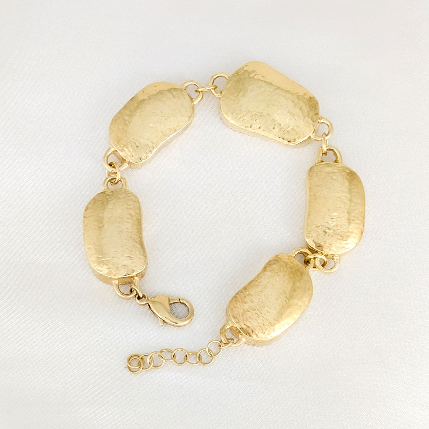 Hammered Organic Link Bracelet Adjustable