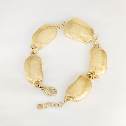 Hammered Organic Link Bracelet Adjustable