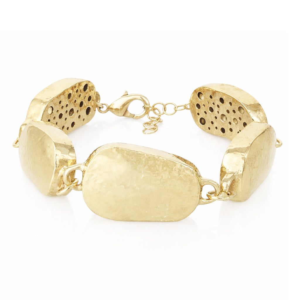 Hammered Organic Link Bracelet Adjustable