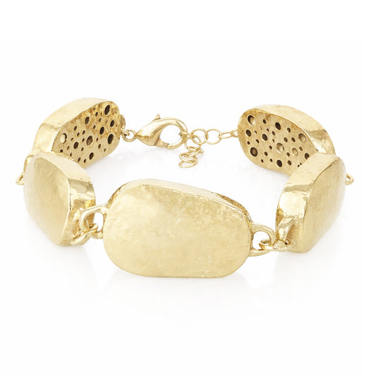 Hammered Organic Link Bracelet Adjustable