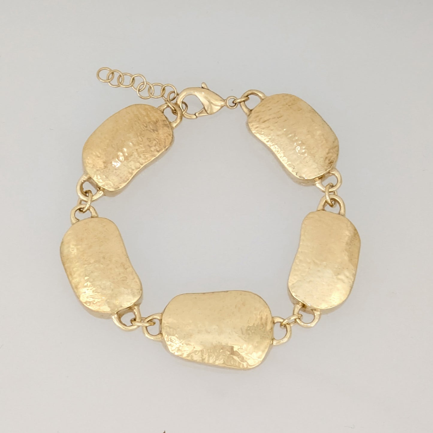 Hammered Organic Link Bracelet Adjustable