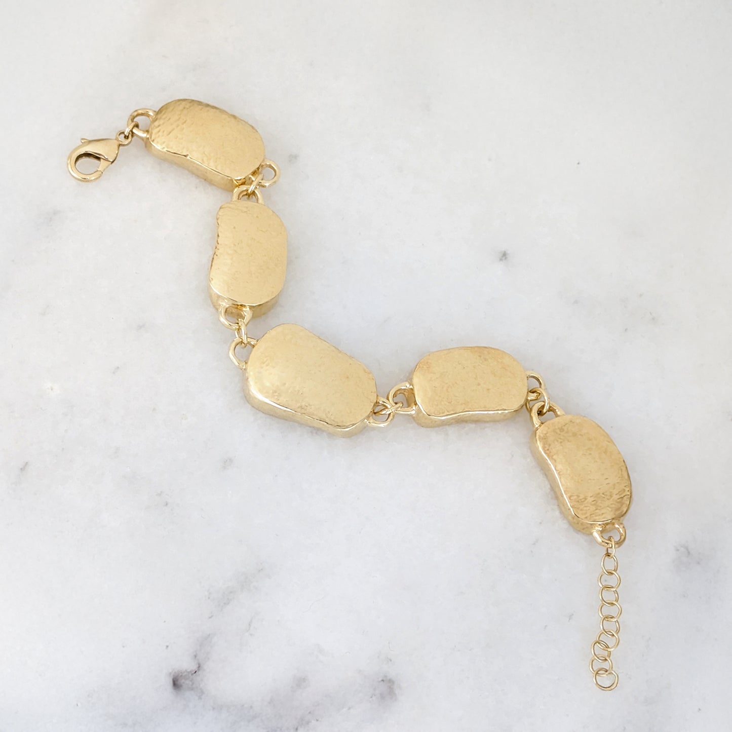 Hammered Organic Link Bracelet Adjustable