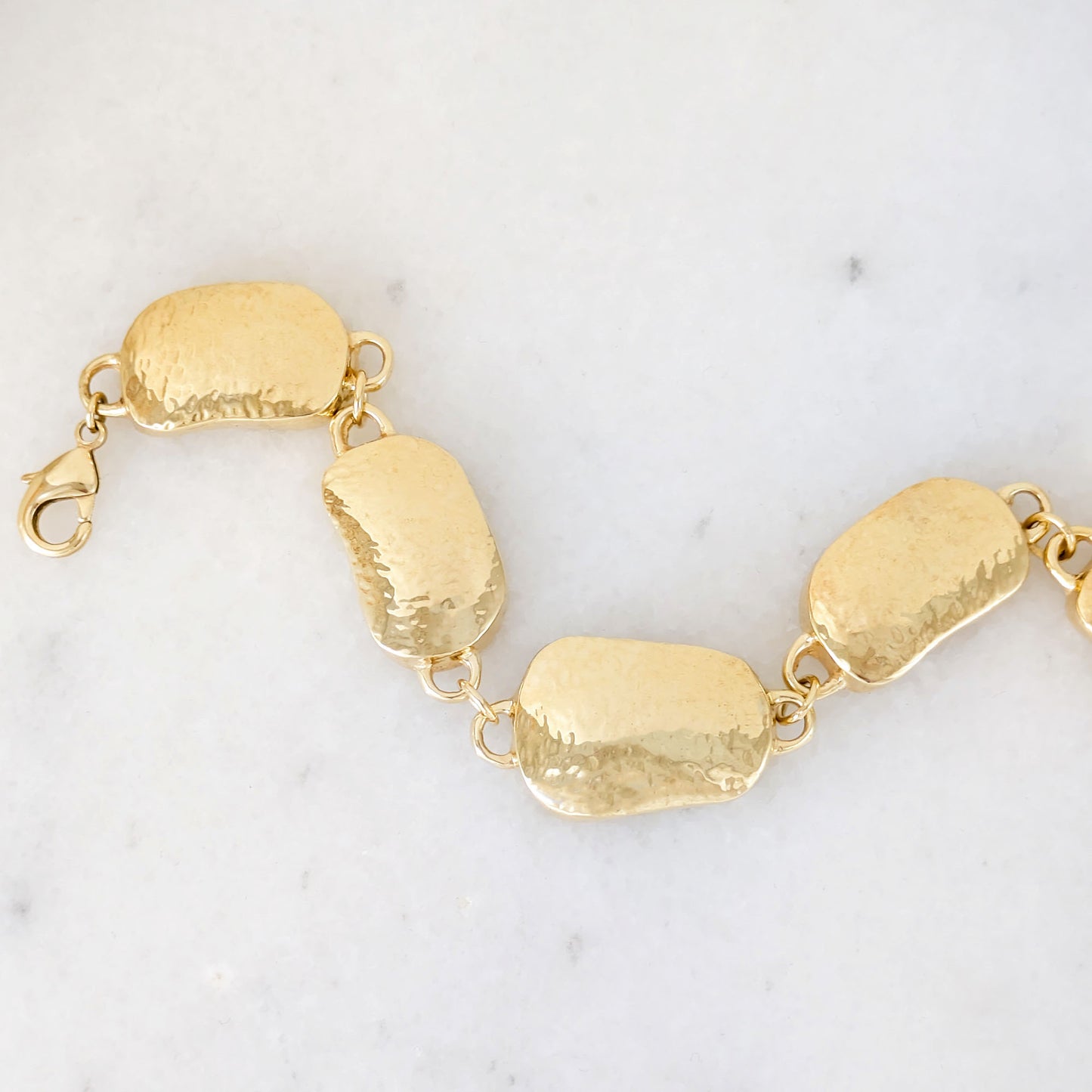 Hammered Organic Link Bracelet Adjustable