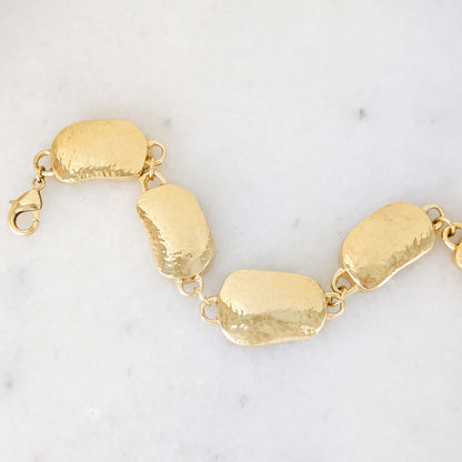 Hammered Organic Link Bracelet Adjustable