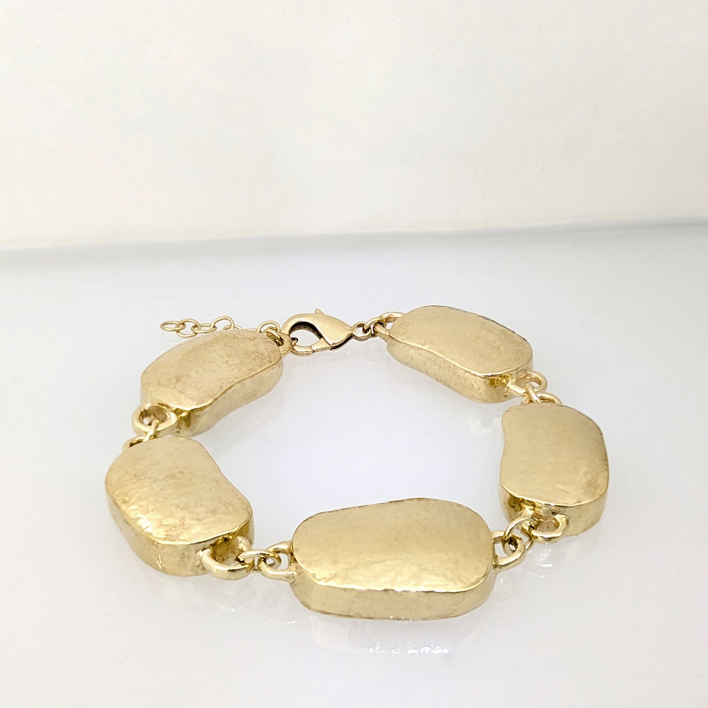 Hammered Organic Link Bracelet Adjustable