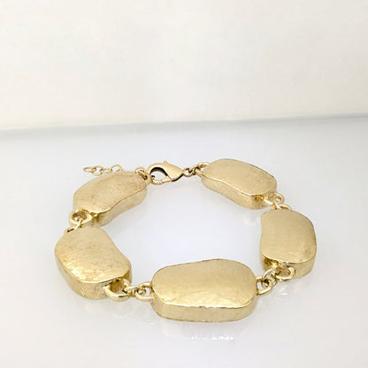 Hammered Organic Link Bracelet Adjustable