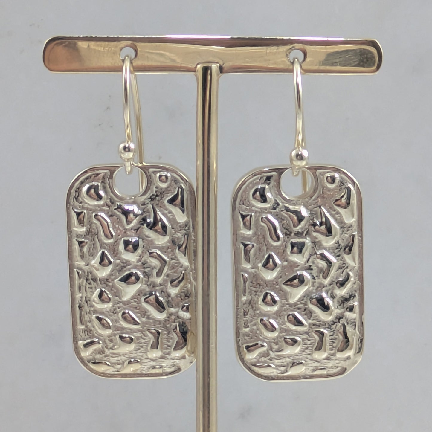 Gold Over Bronze Textured Rectangle Earring