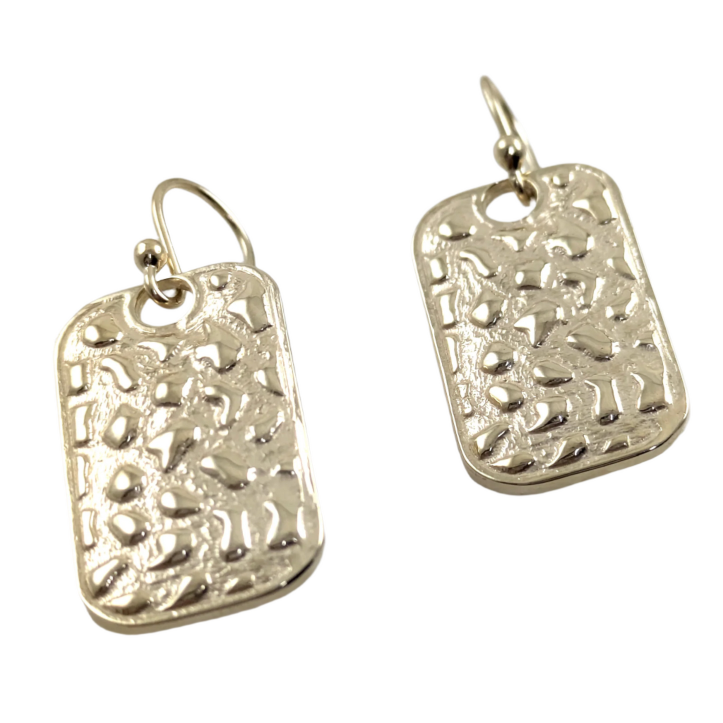 Textured Rectangle Drop Earrings with Hammered Finish