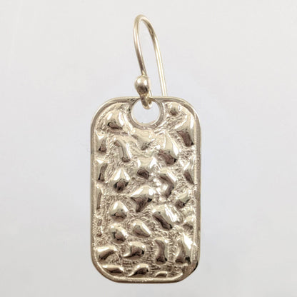 Textured Rectangle Drop Earrings with Hammered Finish - TurkishBling