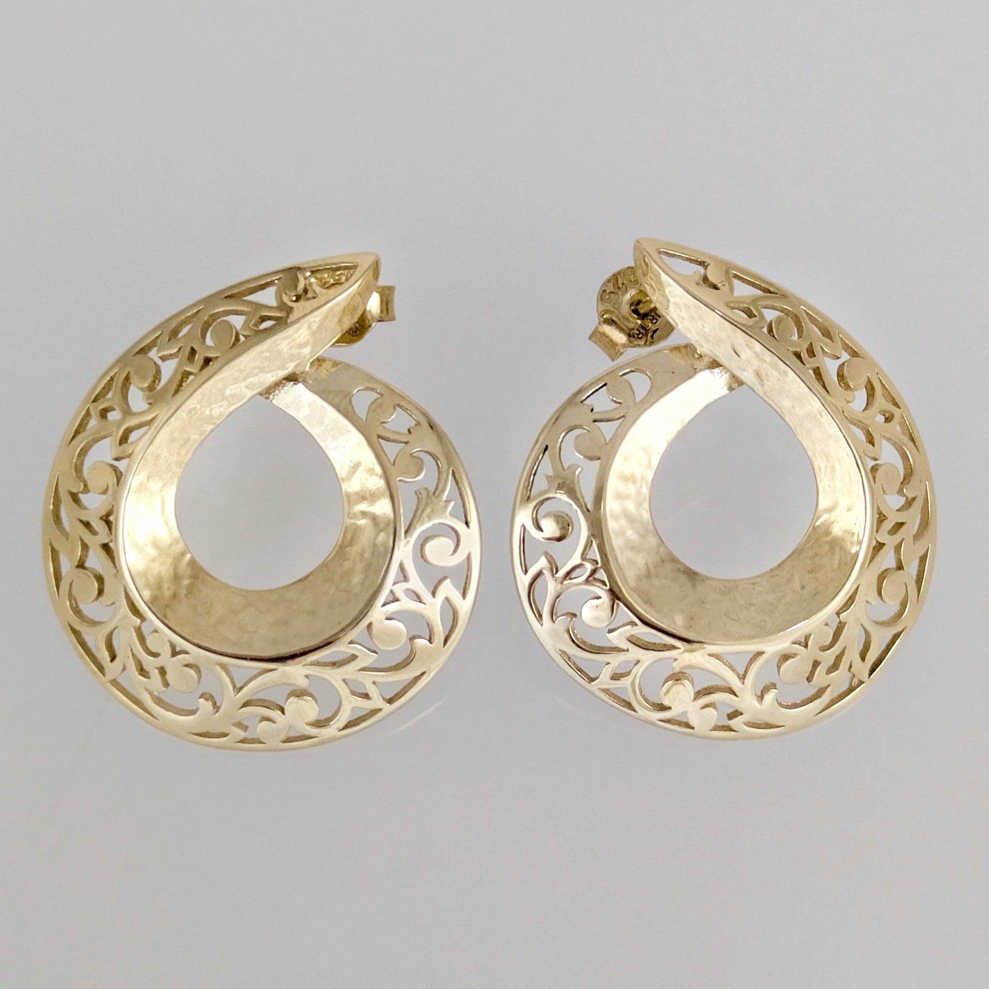 Filigree Swirl Hoop Earrings with Openwork Design - TurkishBling