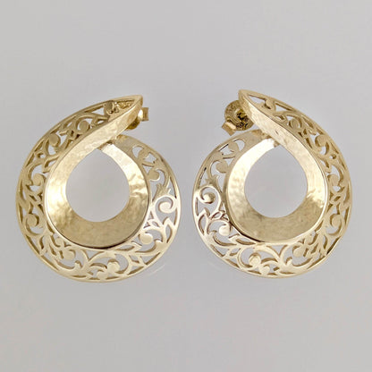 Filigree Swirl Hoop Earrings with Openwork Design - TurkishBling