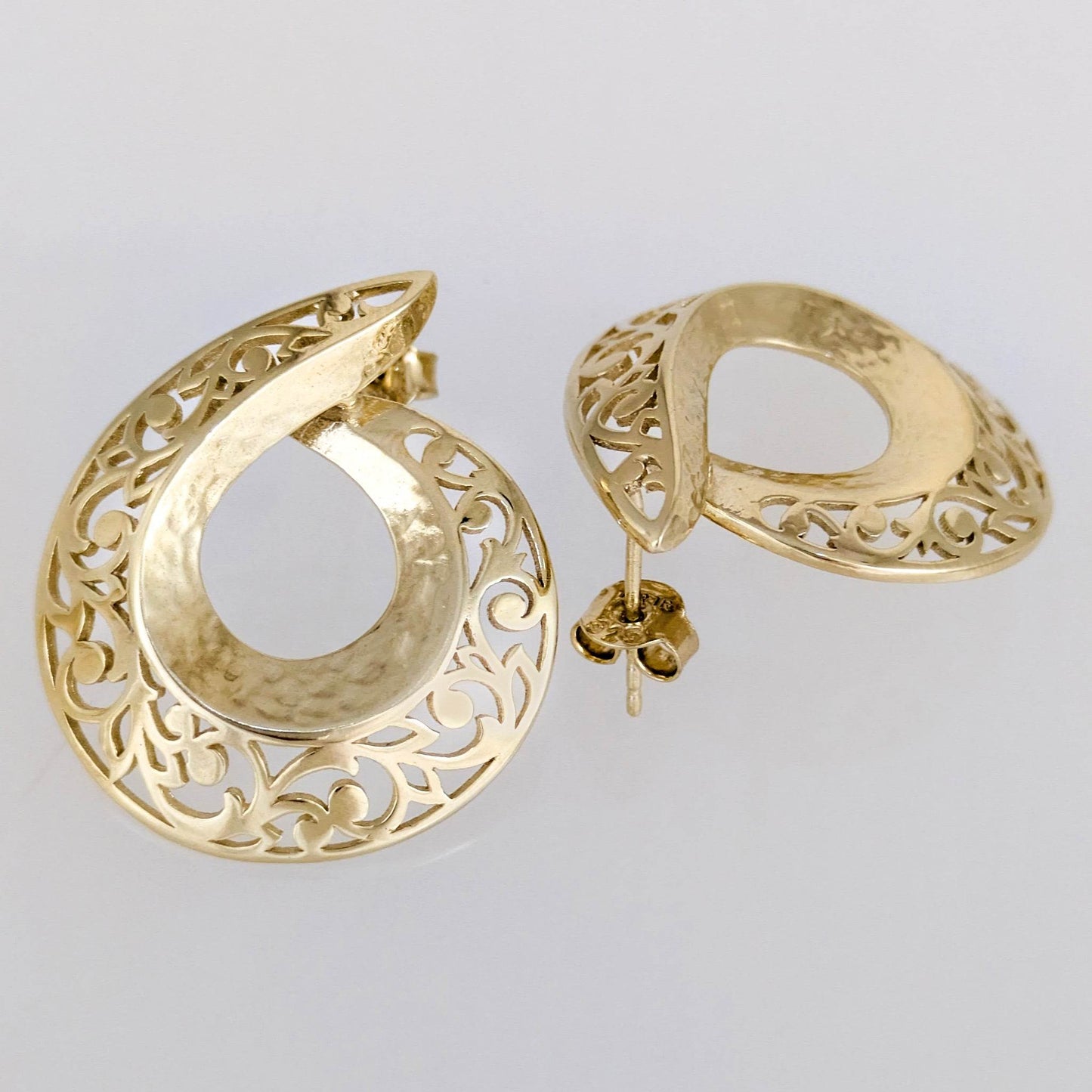 Filigree Swirl Hoop Earrings with Openwork Design - TurkishBling