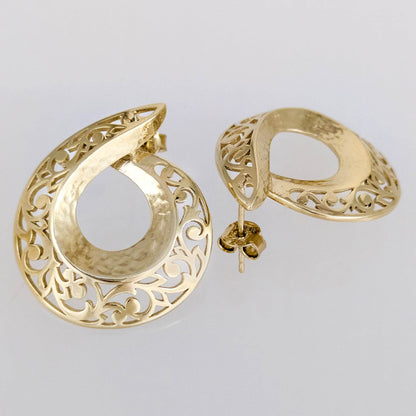 Filigree Swirl Hoop Earrings with Openwork Design - TurkishBling