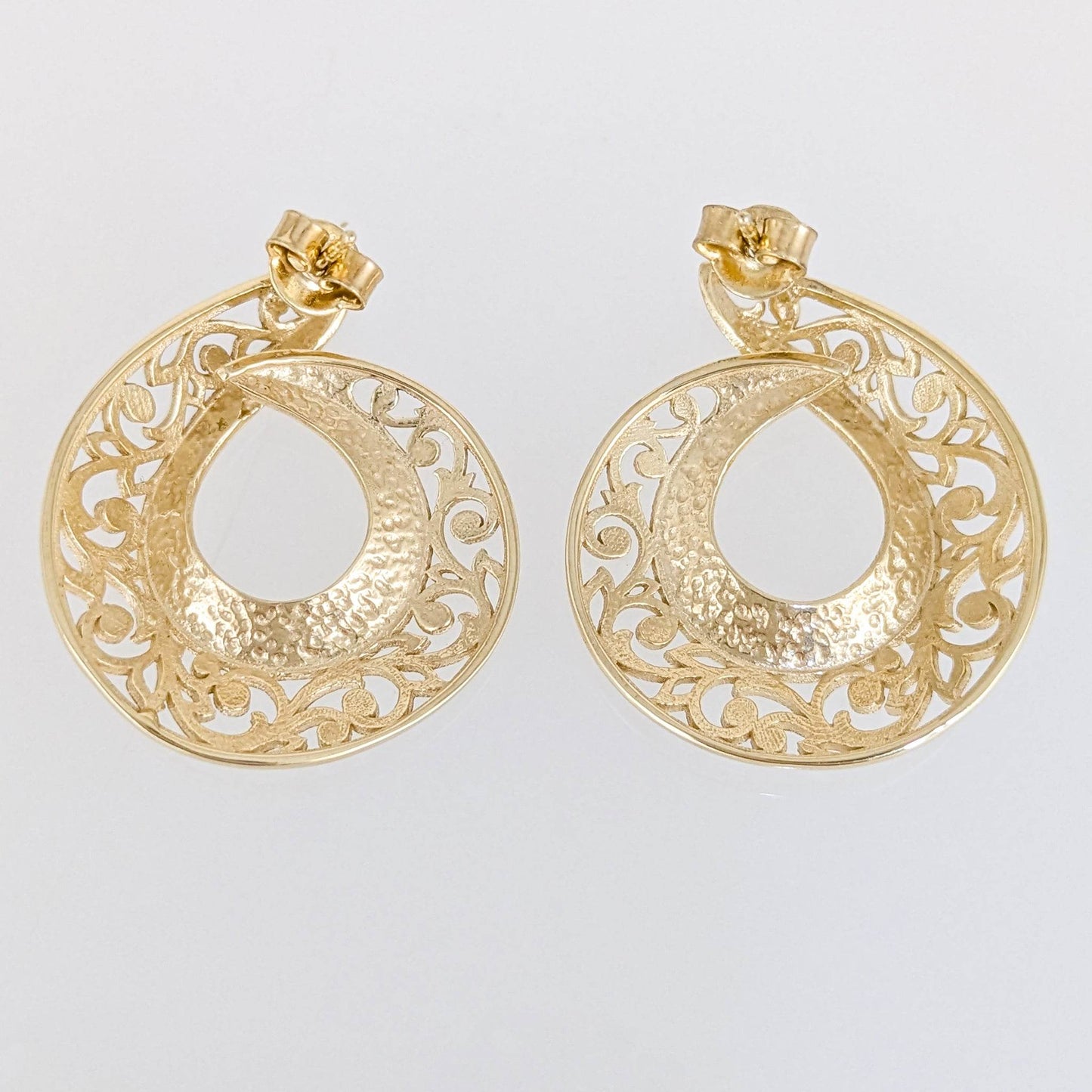 Filigree Swirl Hoop Earrings with Openwork Design - TurkishBling