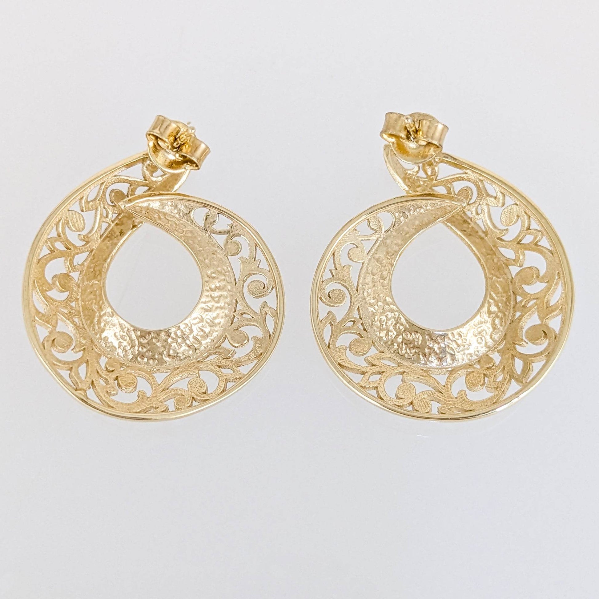 Filigree Swirl Hoop Earrings with Openwork Design - TurkishBling