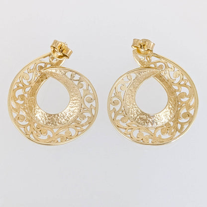 Filigree Swirl Hoop Earrings with Openwork Design - TurkishBling