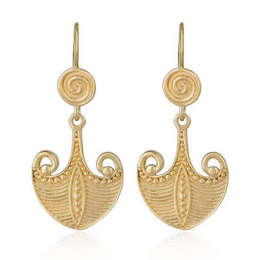 Scrollwork Drop Earrings with Spiral Accent