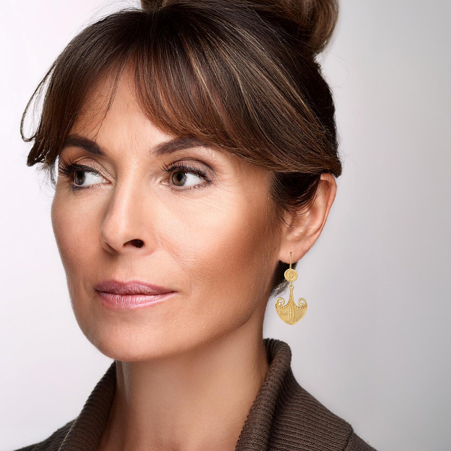 Scrollwork Drop Earrings with Spiral Accent