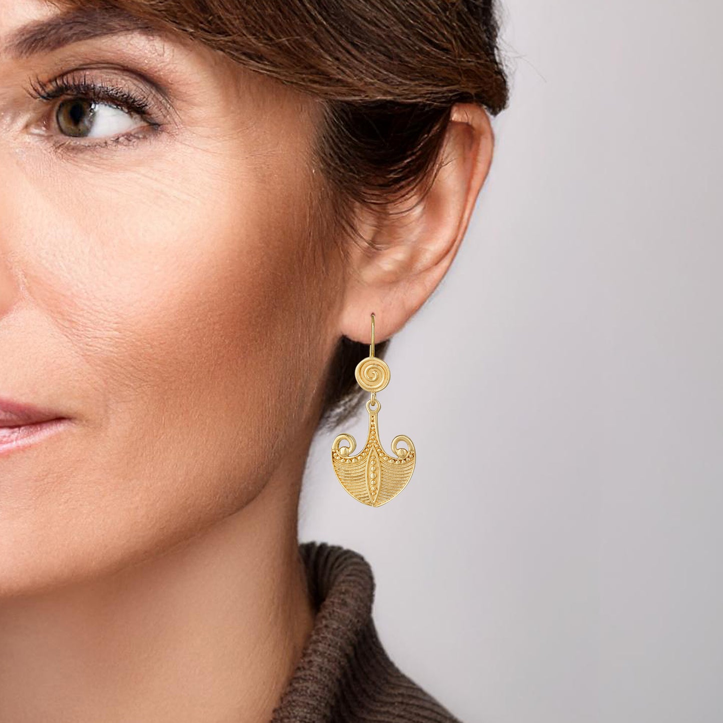 Scrollwork Drop Earrings with Spiral Accent